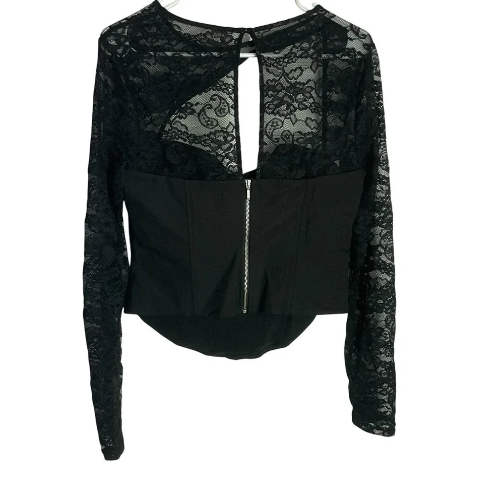 White Fox Boys Cry Lace‎ Corset Bustier Top Size XL Black Witchy Whimsigoth Goth